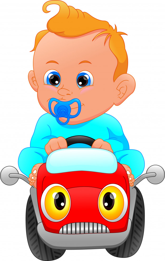 Cute baby driving car toy Vector.