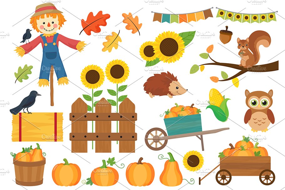 Pumpkin Harvest Fall Clipart.