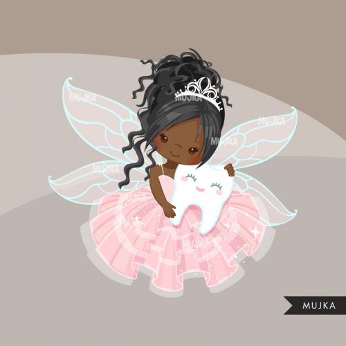 Tooth Fairy Clipart, cute fairy graphics African American.