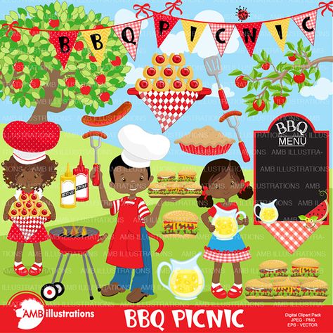 BBQ african american bbq clipart pack.