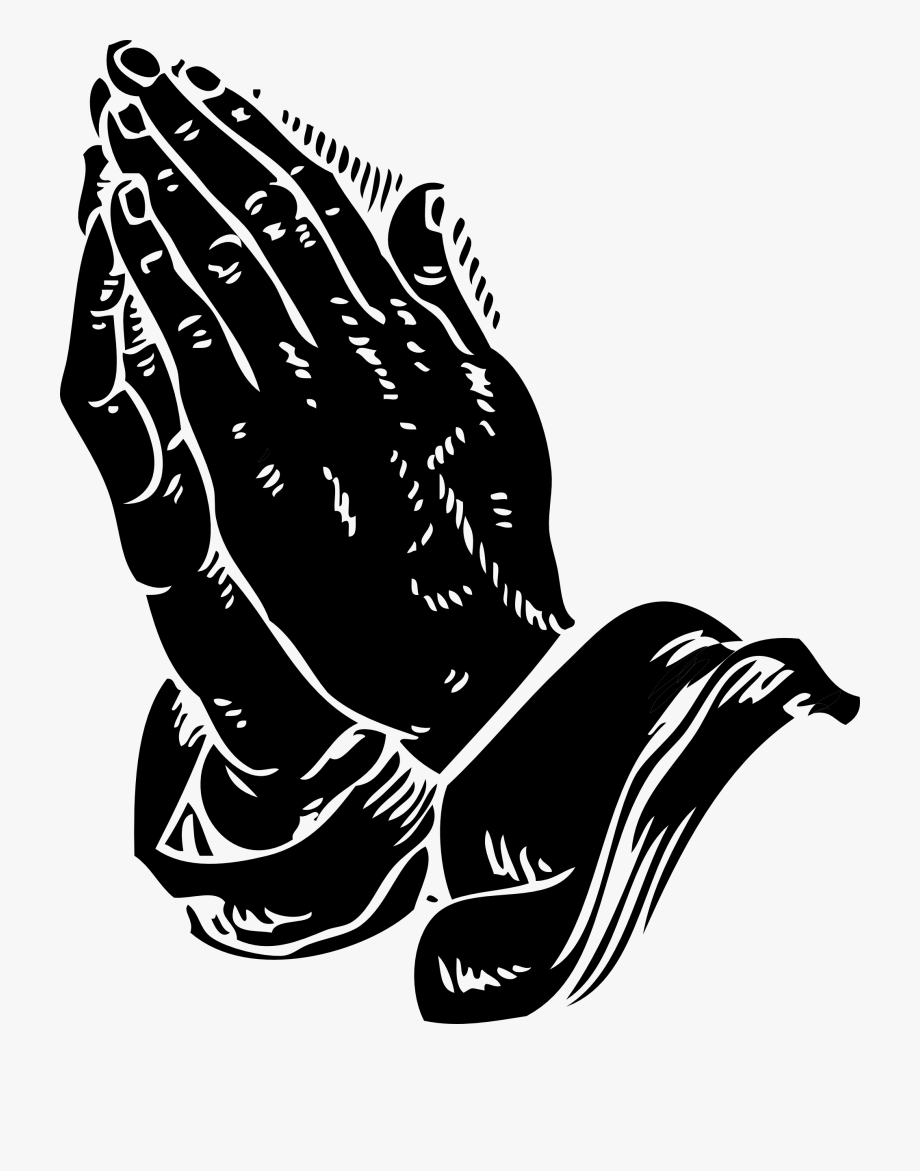 Praying Hands Clip Art Black White Line Coloring.