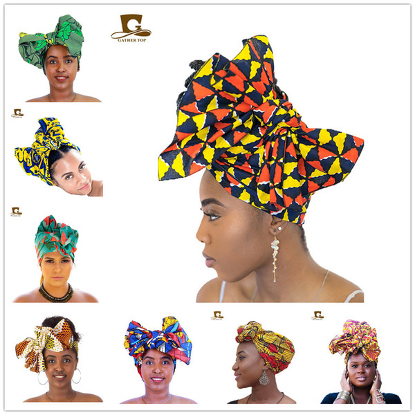 African Wax Fabric Headscarf Traditional African Headwrap Headtie Nigerian  Scarf Headwear Ladies Hijab Muslim Headscarf Cap Hair Accessories Black.