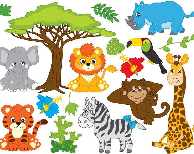 IN THE WILD Clipart, Jungle Clipart, Safari Clipart, Jungle.