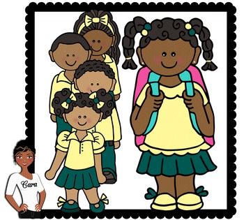 Clip Art~ African American Students Wearing Uniforms.