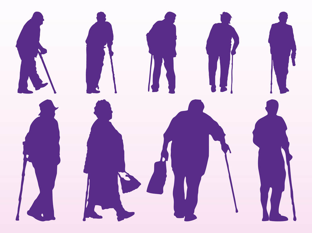 Elderly People Silhouettes Vector Art & Graphics.