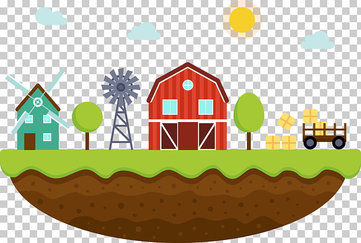 Farm Agriculture Landscape, farm model, barn illustration.