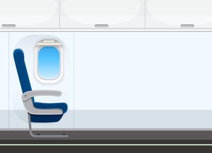 Empty aircraft cabin background.