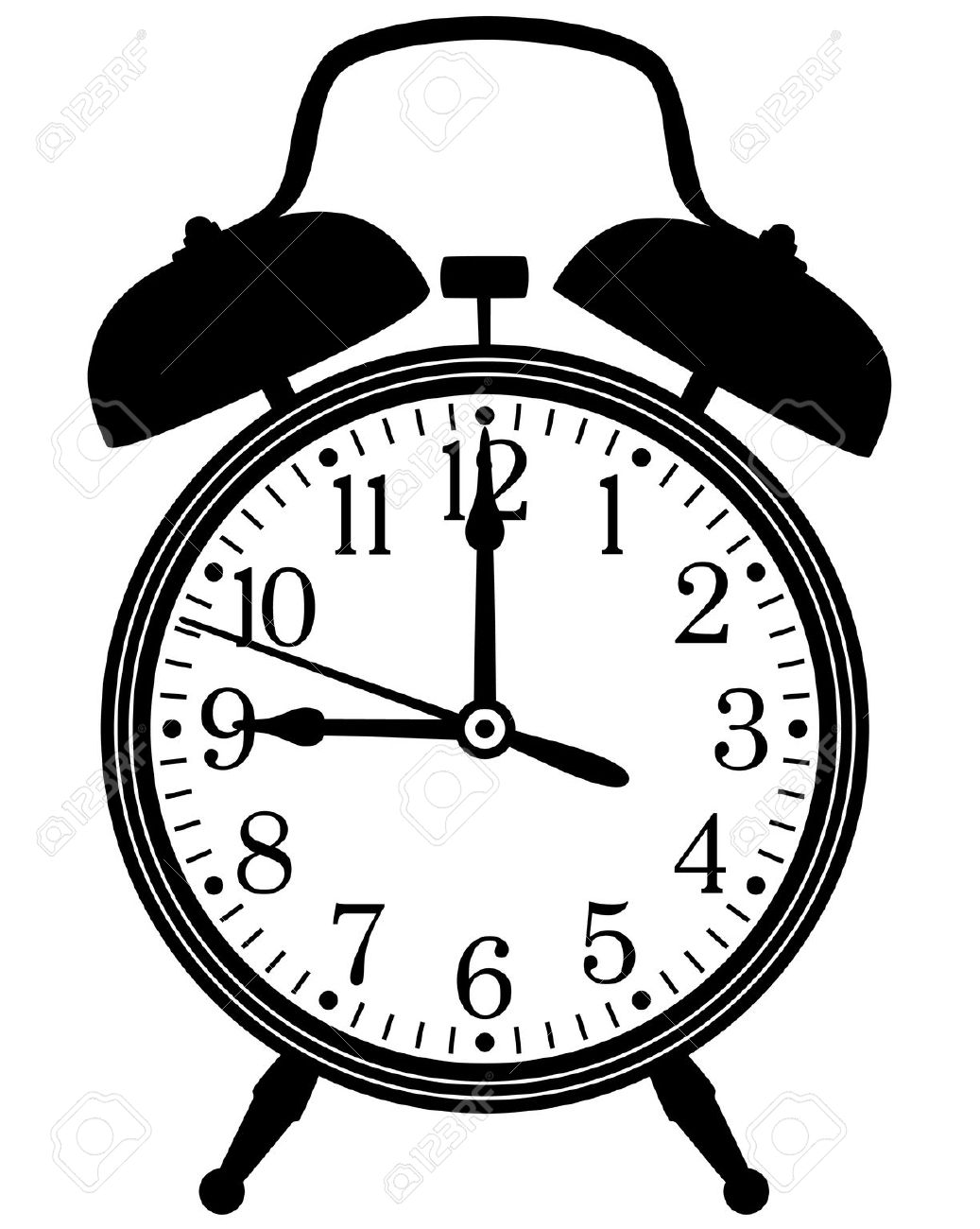 Black And White Alarm Clock Clipart.