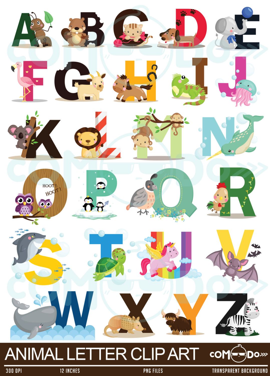 Animal Alphabet Clipart.