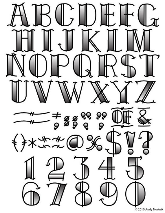 Tattoo Clip Art Clipart Fonts Vector Lettering Clip Art Set.