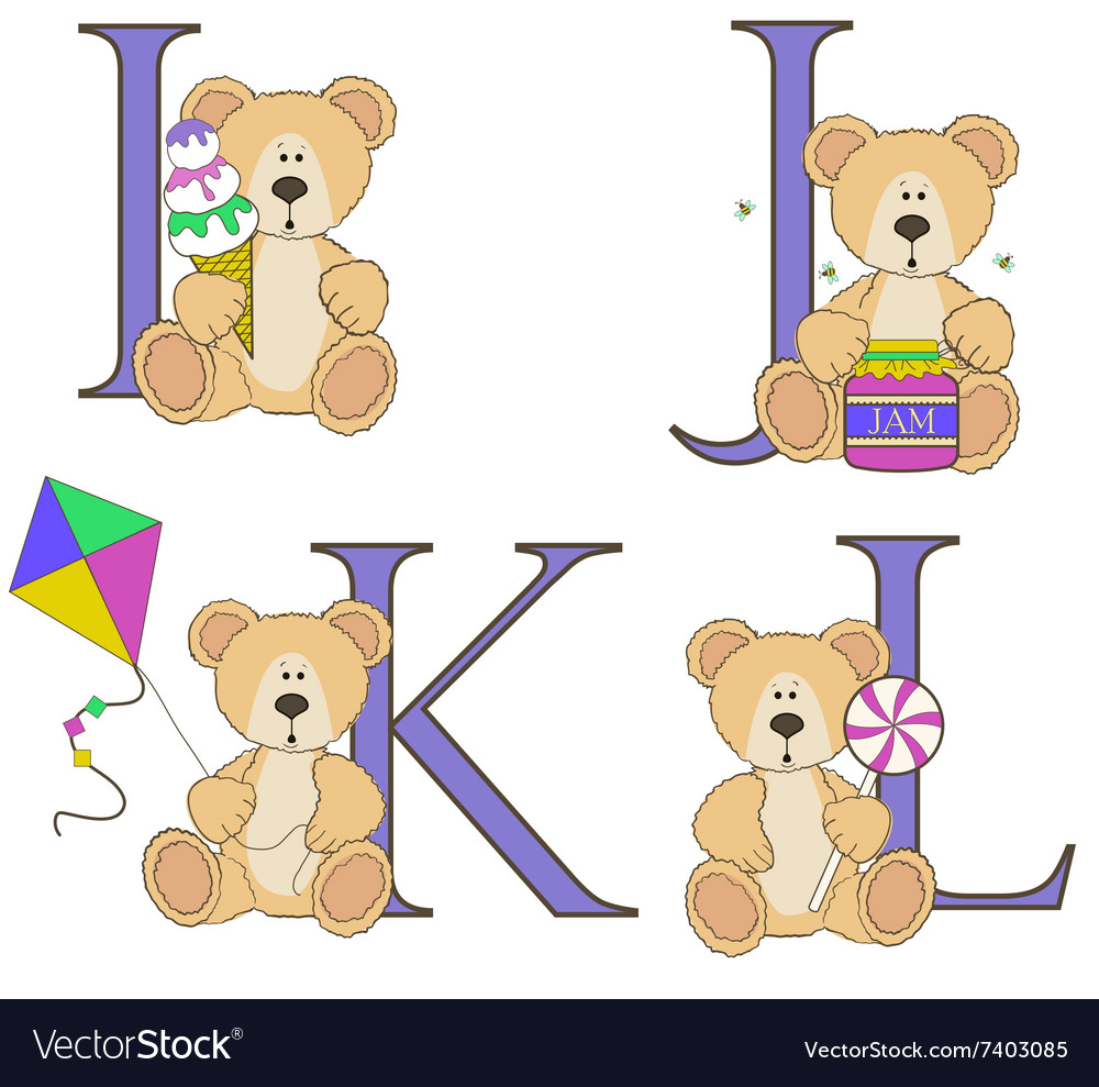 Teddy bear alphabet i j k l with.