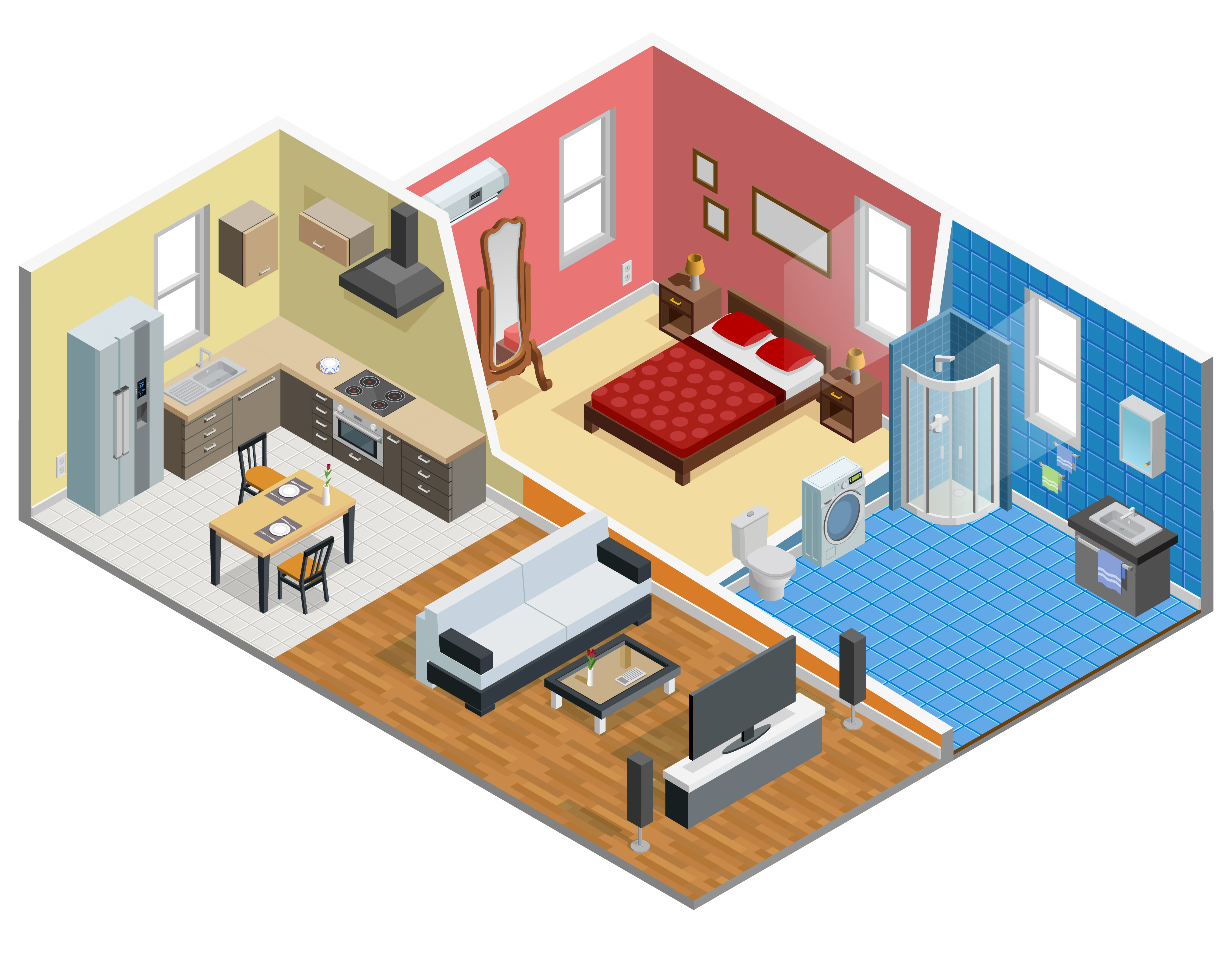 Apartment Isometric Design.