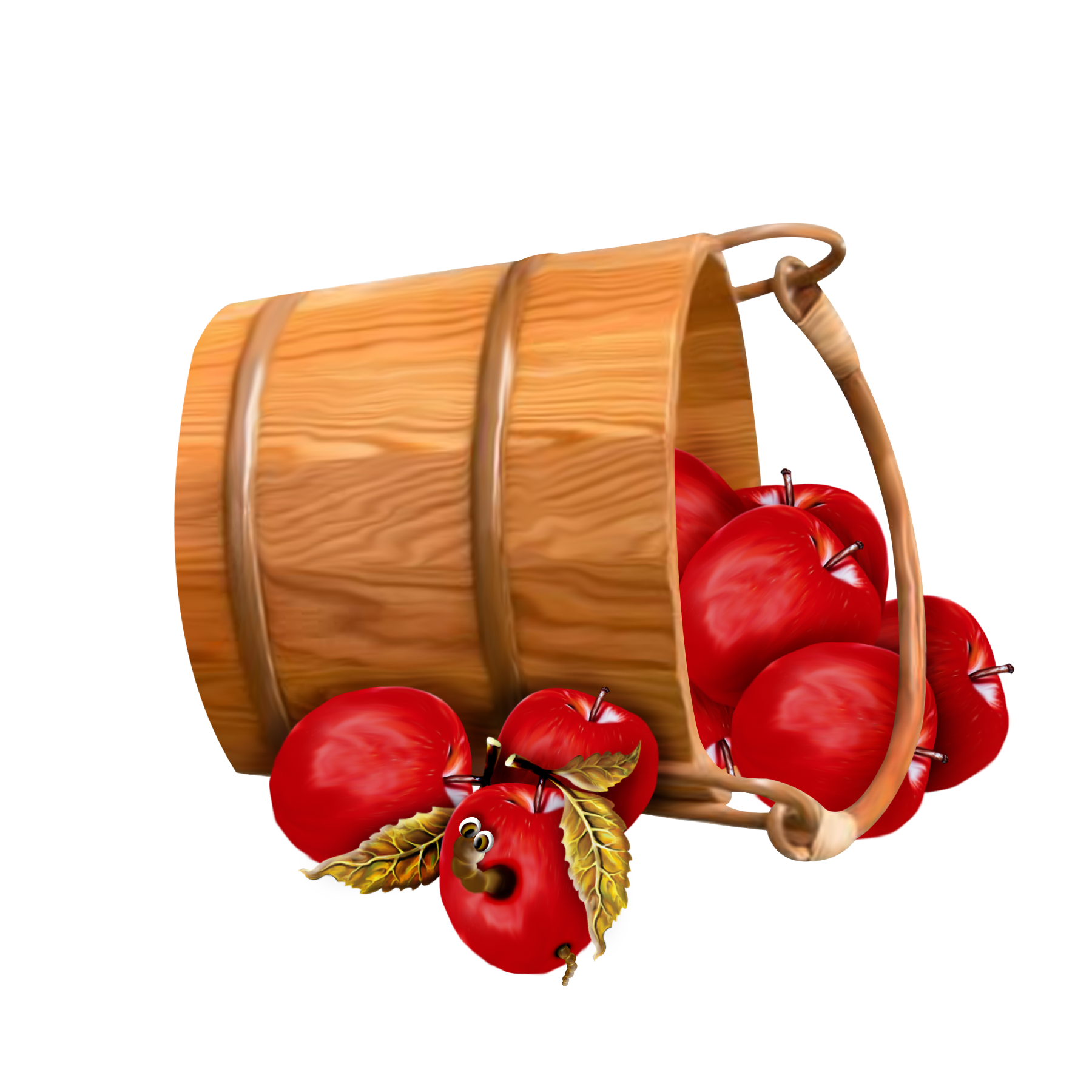 Bucket with Apples Transparent Clipart.