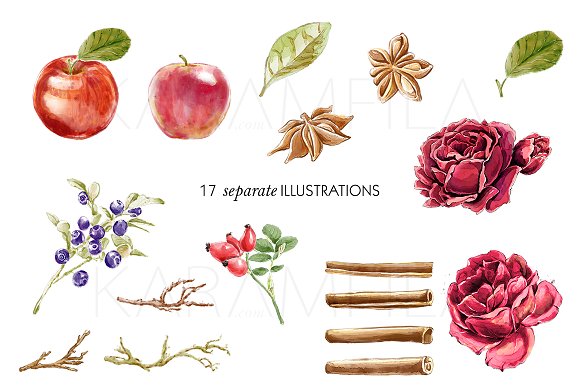 SALE! Cinnamon & Apples Fall Clipart.