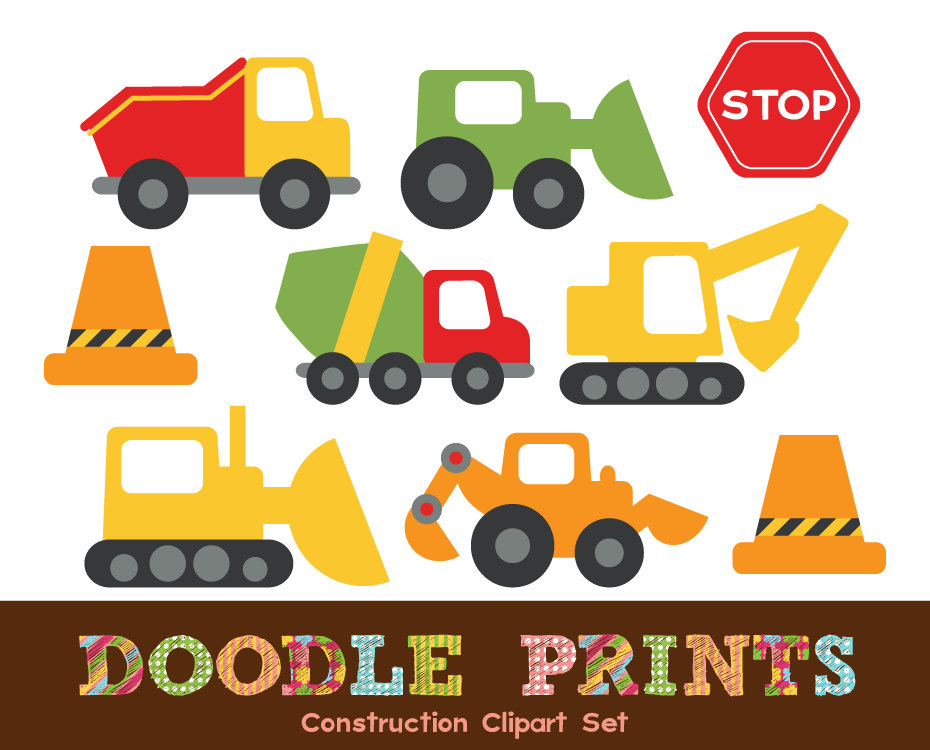 Digital Clip Art Printable Construction Design by doodleprints.