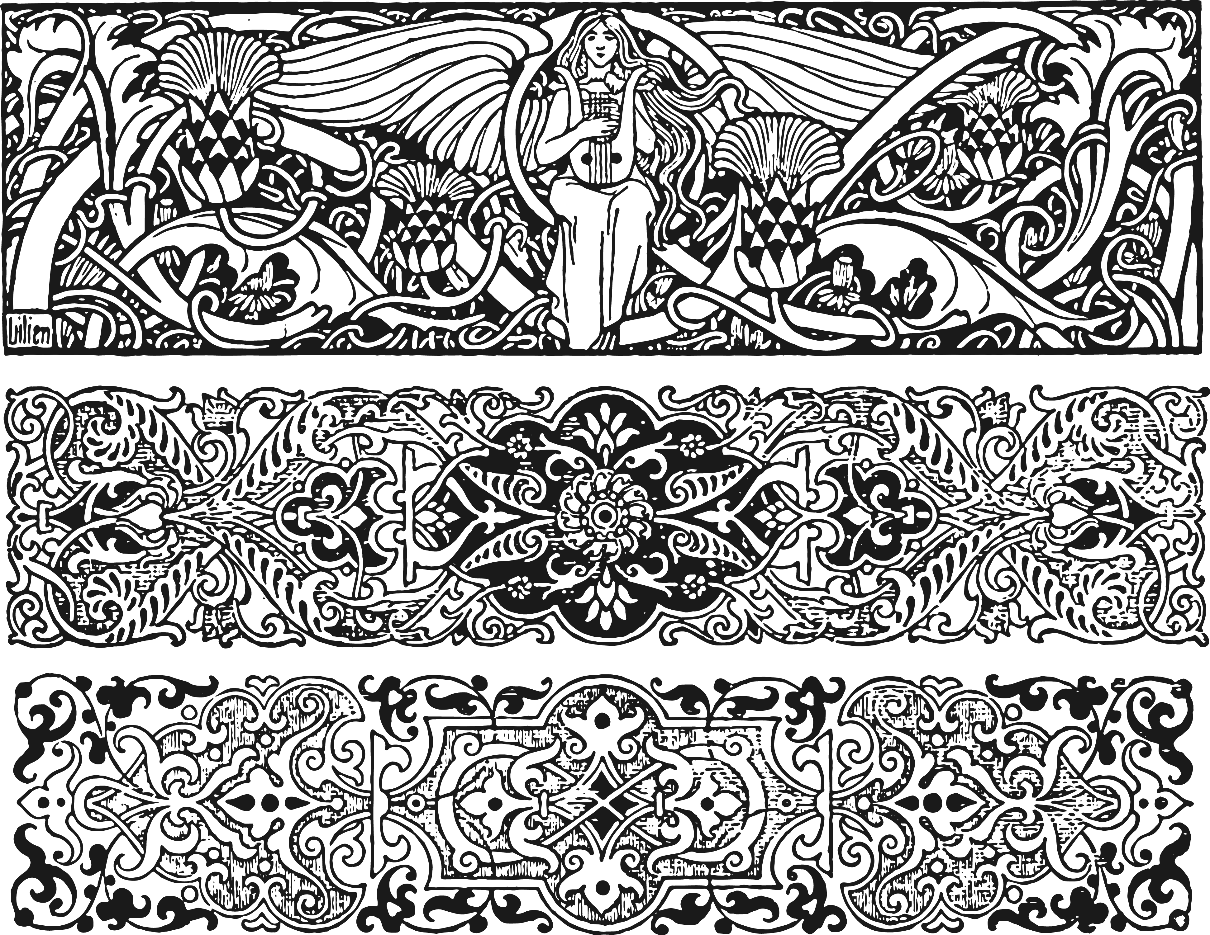 HD Art Nouveau Border Pattern Transparent PNG Image Download.