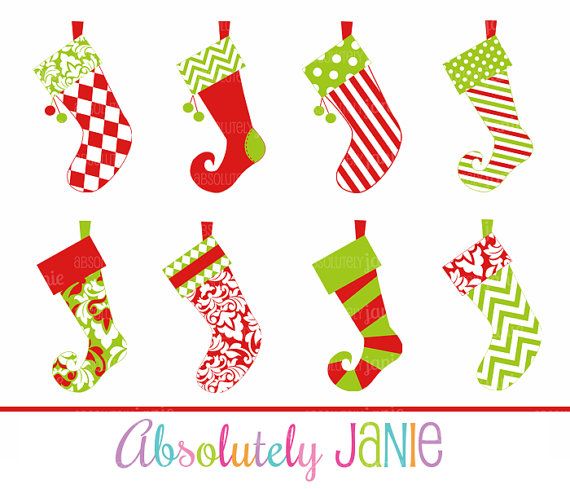 Christmas Stockings Clipart Whimsical Holiday by.