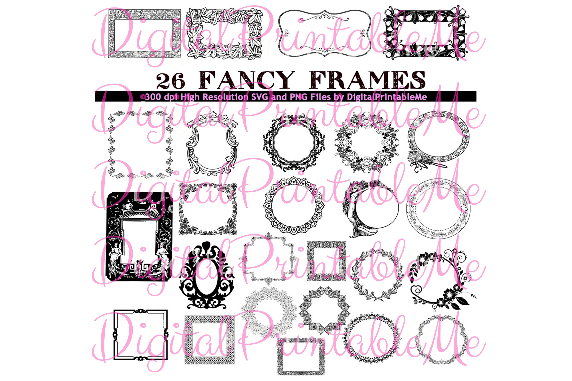 Frame Clip Art Set Art Deco Borders 26.