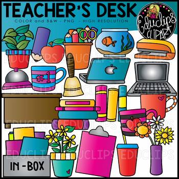 Teacher\'s Desk Clip Art Set {Educlips Clipart}.