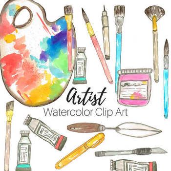 Watercolor Artist Art Supplies Clip Art in 2019.