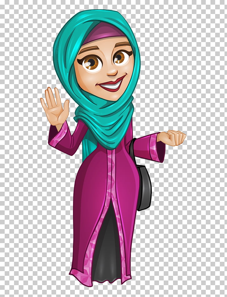 Cartoon Illustration, Cartoon painted Arab charming girl.