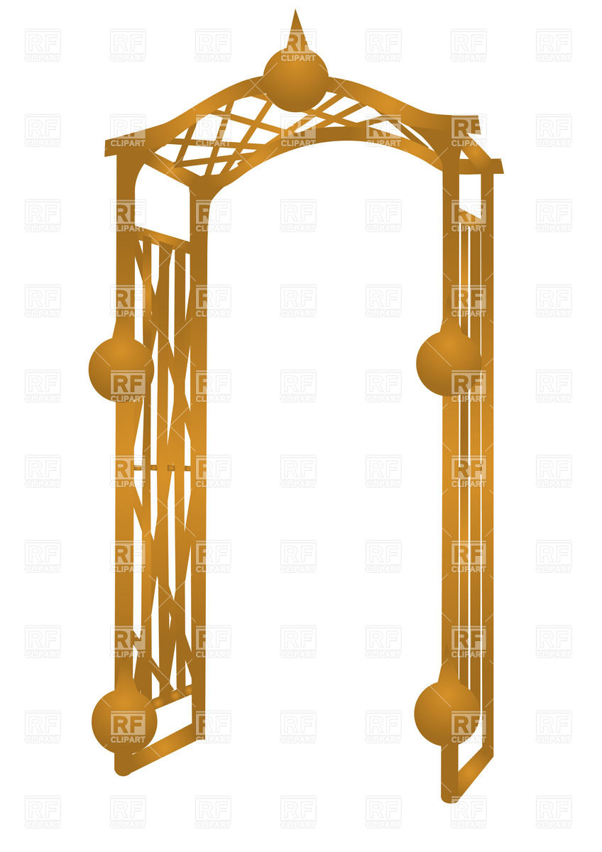 Garden wooden arch isolated on a white background Stock Vector Image.