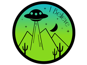 Details about I Believe UFO Alien Printed Sticker Decal Area 51 Nevada  Desert Raid Saucer.