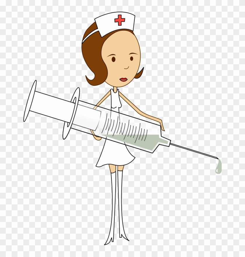 This Funny Clip Art Of A Slim Nurse Holding A Huge.