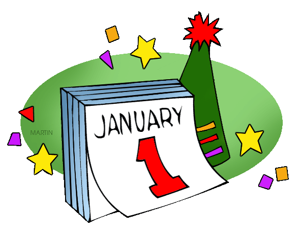 January holidays calendar clipart.