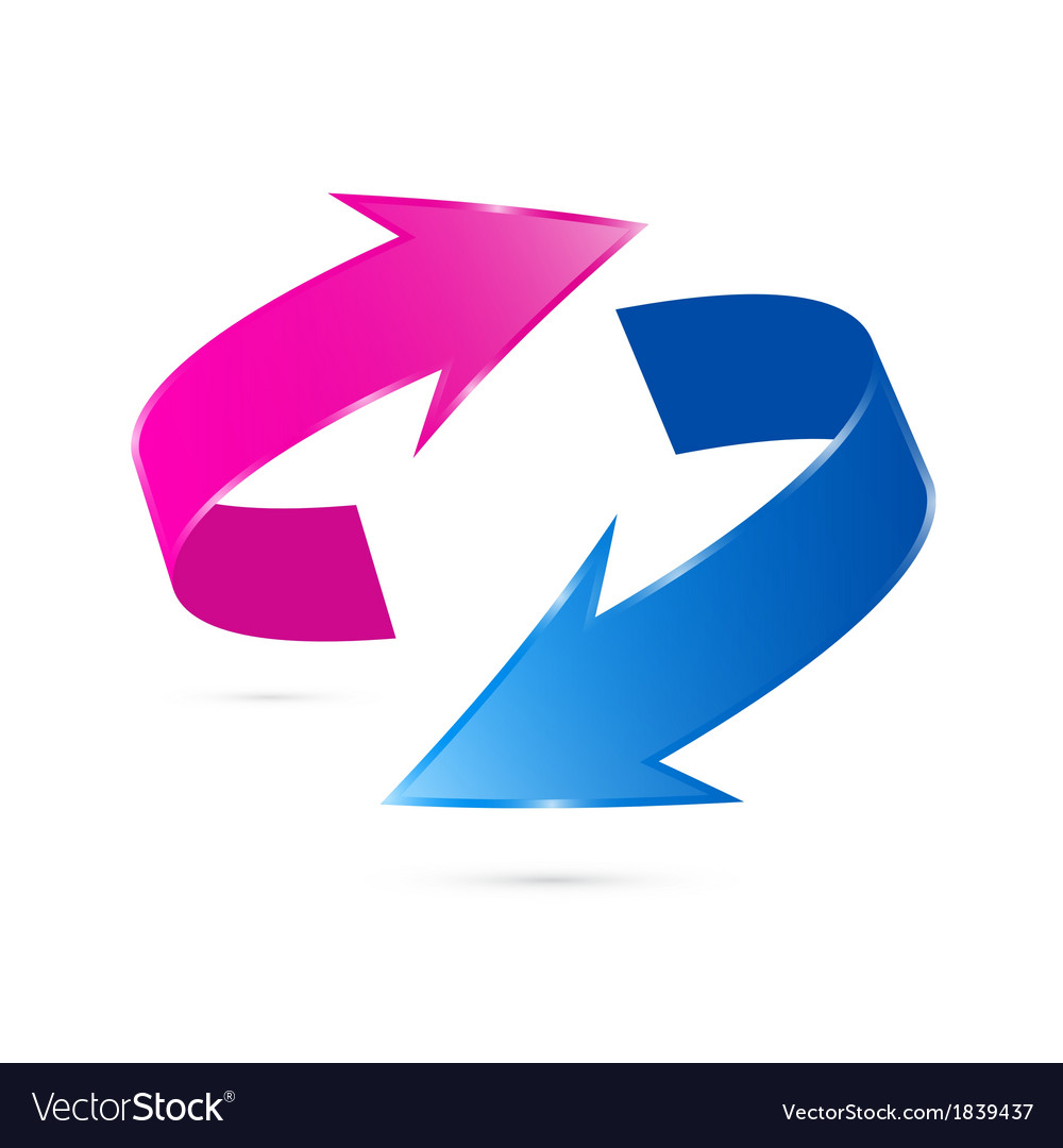 Pink and Blue Arrows Isolated on White background.