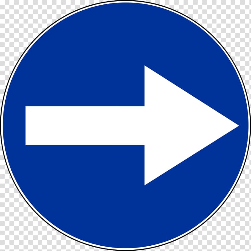 Traffic sign Arrow Mandatory sign, right arrow transparent.