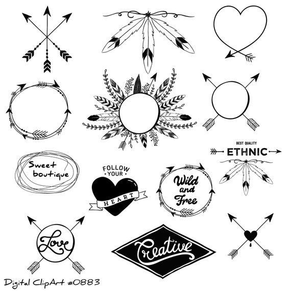 Tribal clipart, tribal clip art, Digital Clipart, Arrow Clipart.