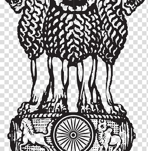 Black statue illustration, Lion Capital of Ashoka Sarnath.