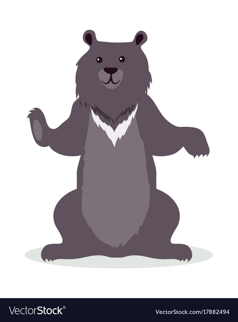 Asian black bear cartoon icon in flat design.