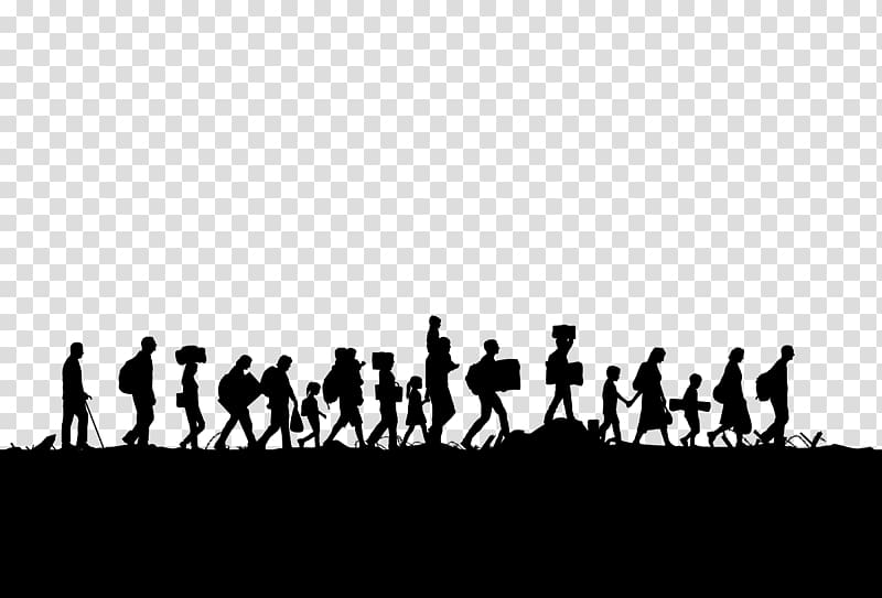 Silhouette of people walking in line illustration, European.