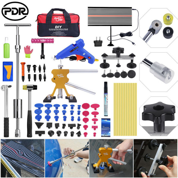 79pcs set PDR Tools Paintless Dent Repair Removal Puller Lifter T Bar  Hammer Glue kit.