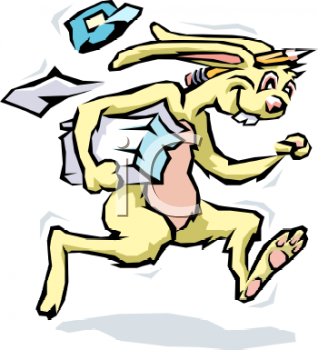 Messenger Rabbit Delivering Flyers.