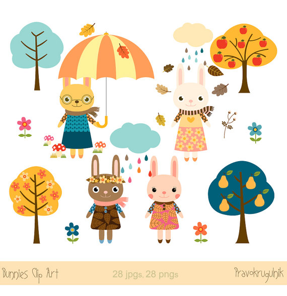 Nursery art animals clip art, Easter bunny clipart, Autumn.