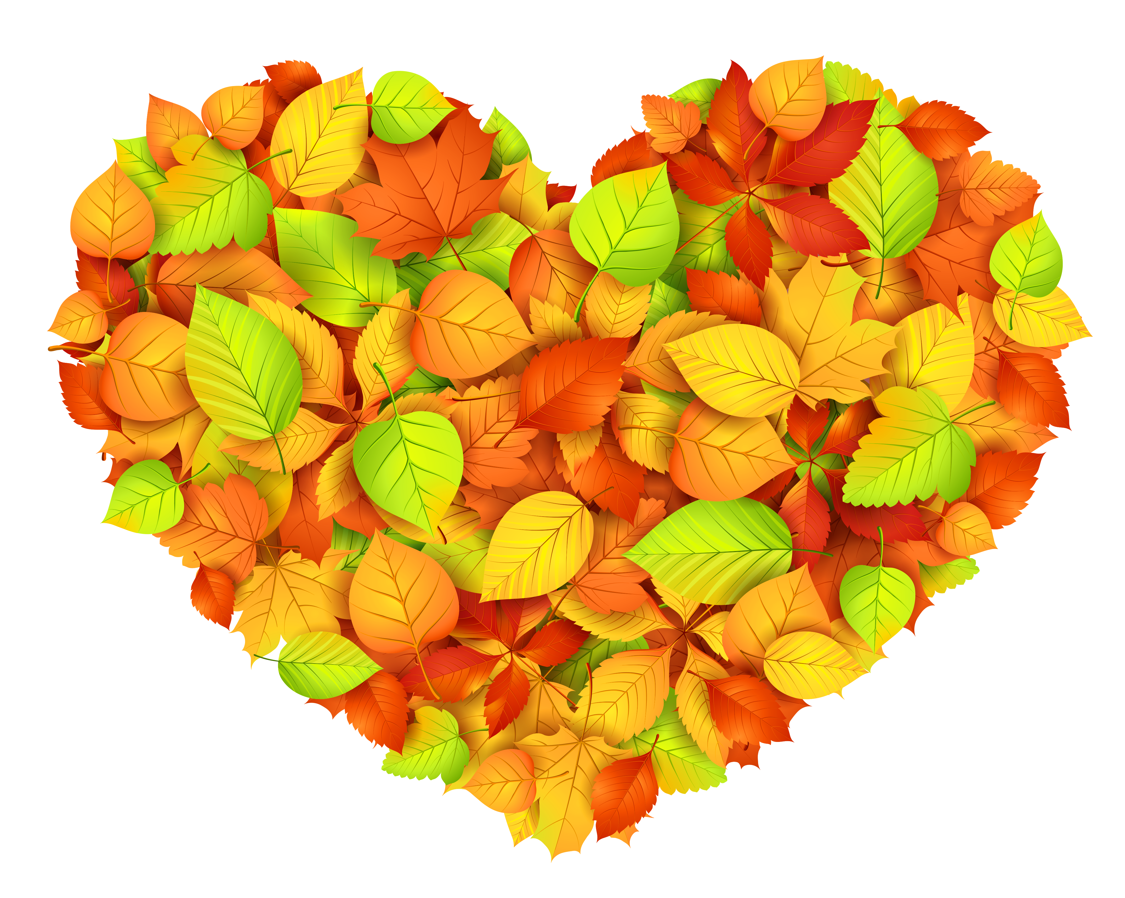 Heart of Autumn Leaves Decor Transparent Picture.