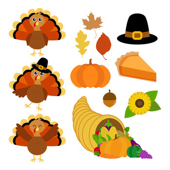 Thanksgiving Clipart, Turkey Clipart, Fall Clipart, Autumn Clipart.