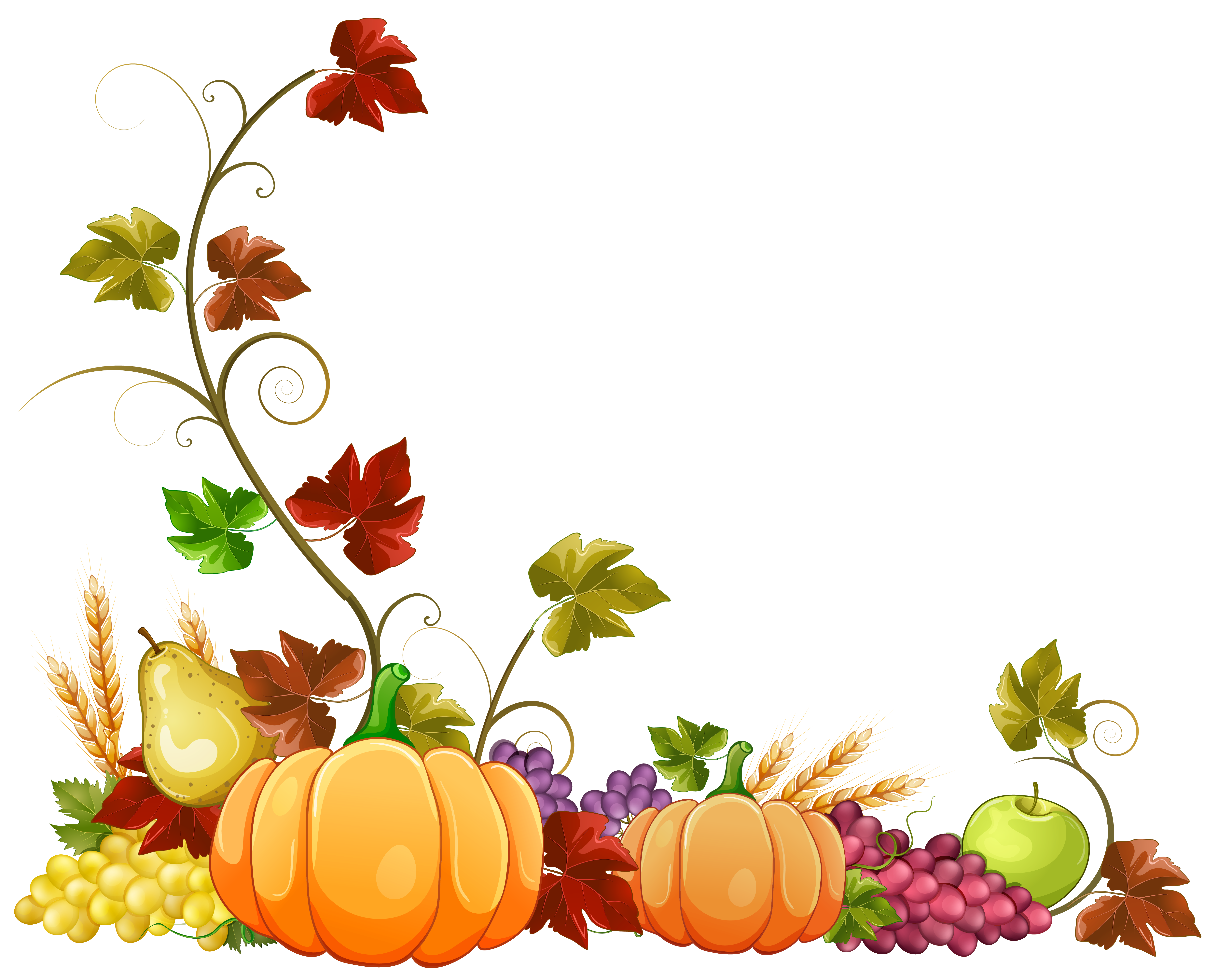 Autumn Pumpkin Decoration Clipart PNG Image.