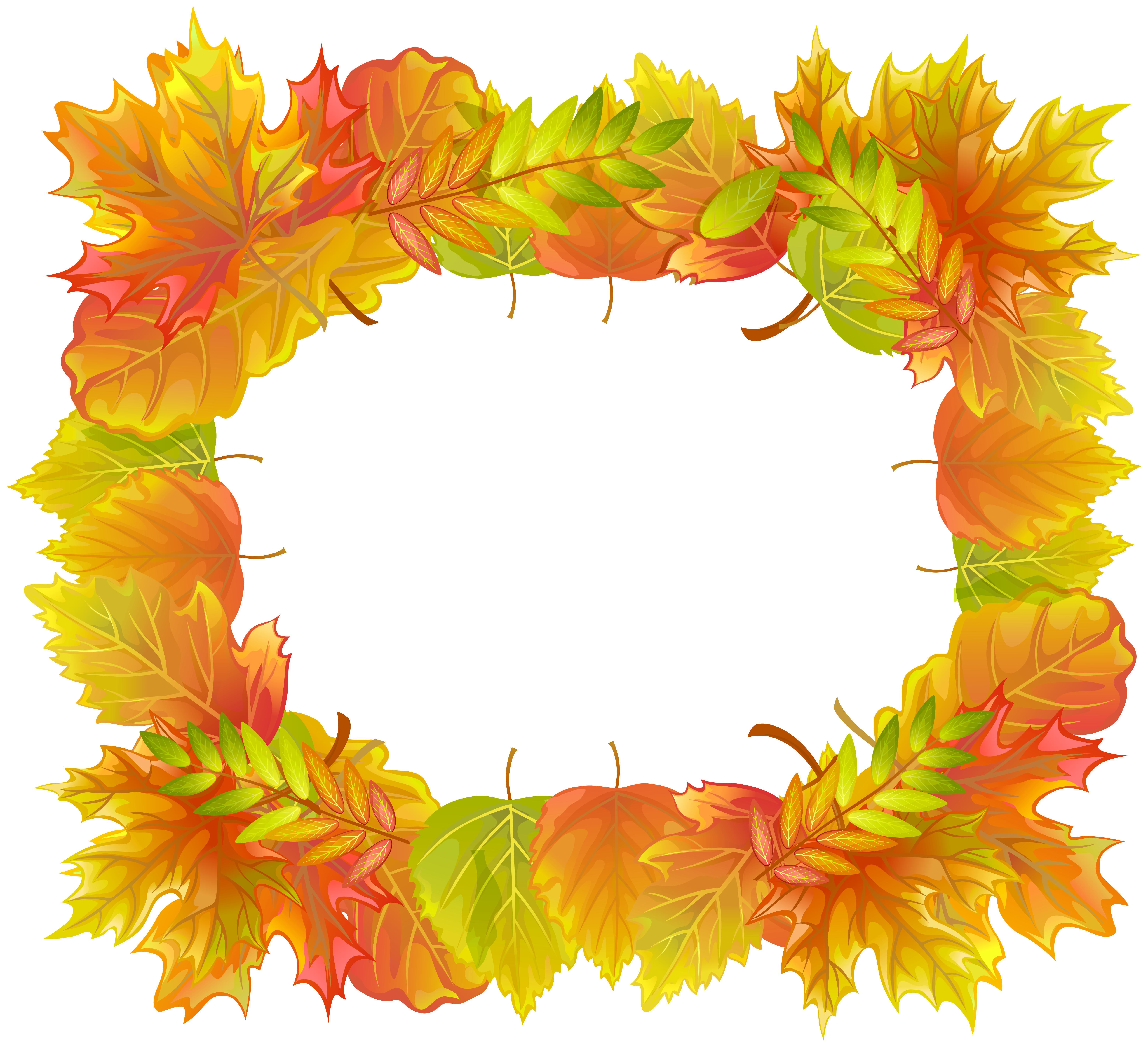 Autumn Leafs Border Frame PNG Clipart Image.