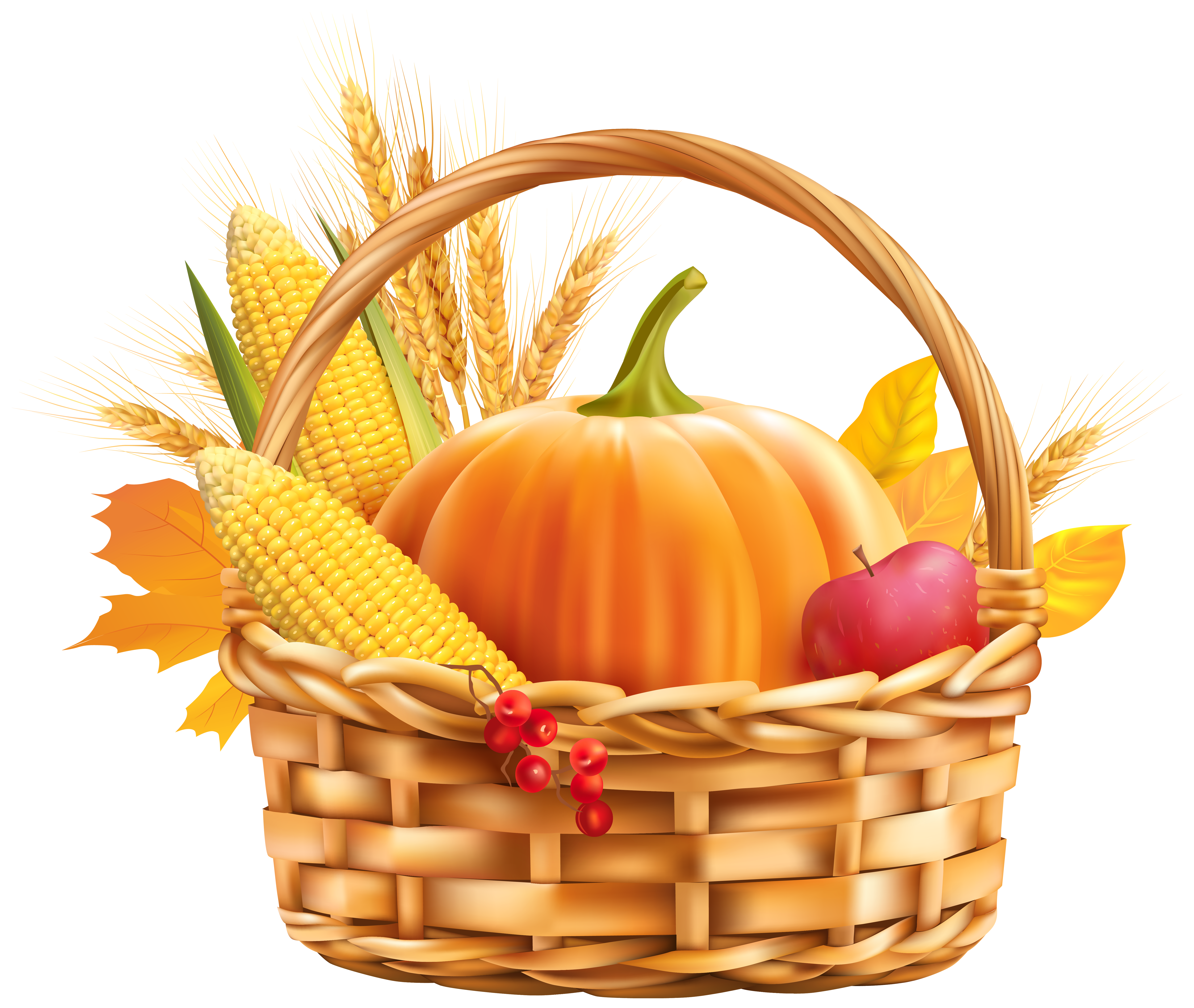 Autumn Harvest Basket PNG Clipart Image.