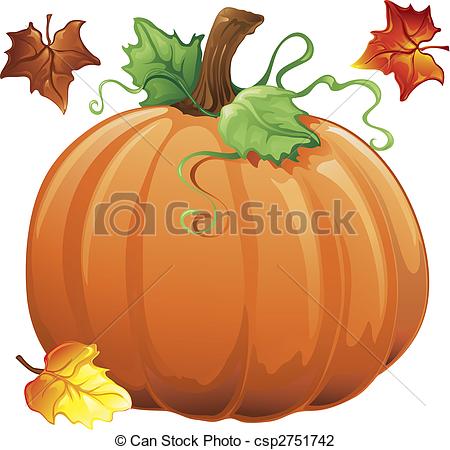 Fall leaves and pumpkin clip art.