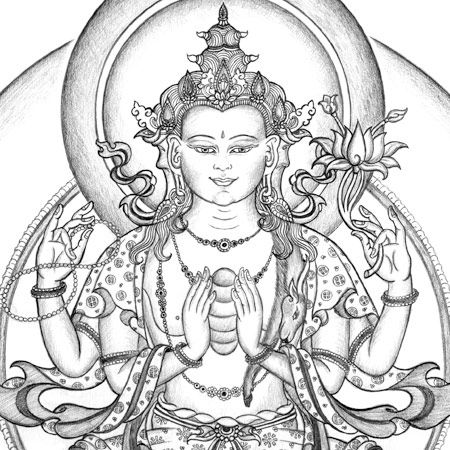 Avalokiteshvara Thangka Drawing.