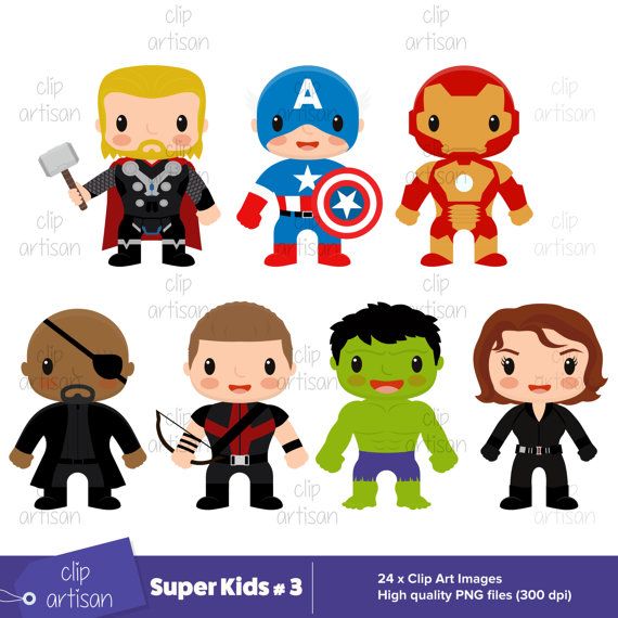 Super Kids Clipart / Avengers Clipart / Super Kids 3.