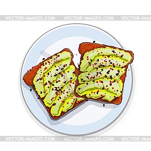 Beautifully plated avocado toast. Sandwich with.