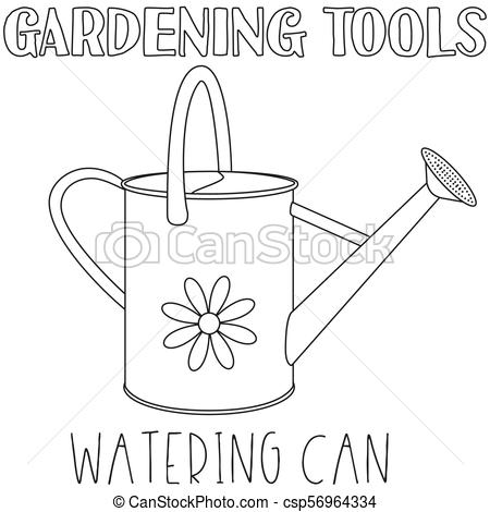 Line art black and white watering can..