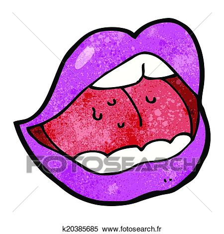 Dessin animé, rose, bouche Clipart.