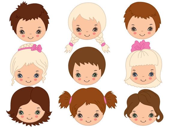 Kids Faces Clipart.